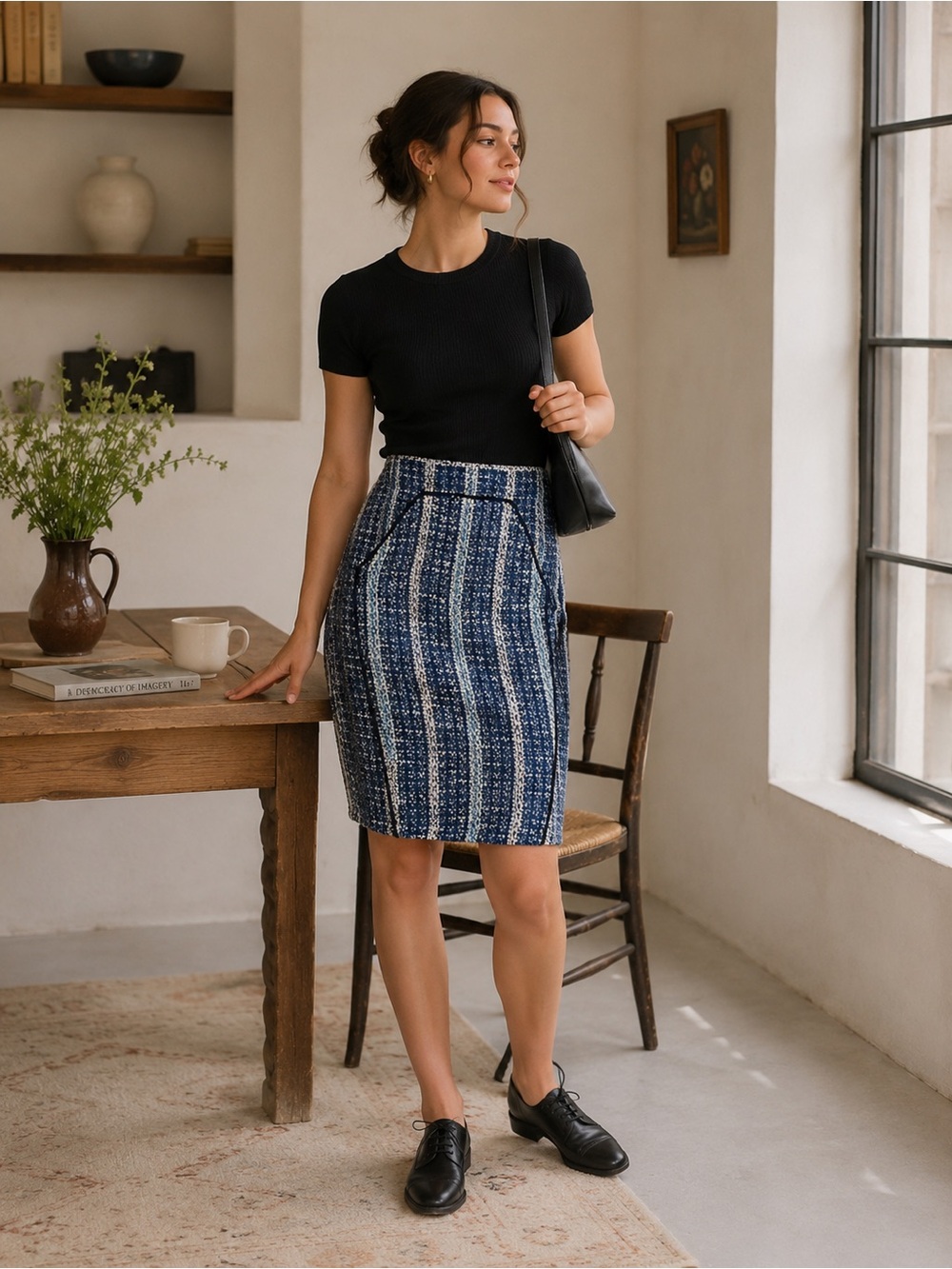 Anthropologie Eva Franco Embarcadero Striped Textured Pencil Skirt Size 6